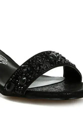 Nocturnal Rhinestone Embellished Shimmer Sandals - Femstylo