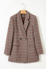 Brown Houndstooth Lapel Collar Blazer | Femstylo