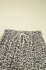 Brown Leopard Drawstring Loose Pants