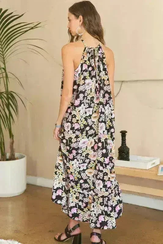 ADORA Floral Grecian Midi Dress - Polyester Elegance | Femstylo - Femstylo