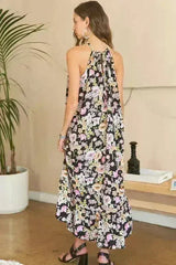 ADORA Floral Grecian Midi Dress - Polyester Elegance | Femstylo - Femstylo