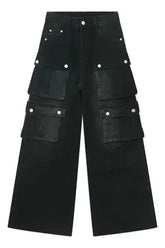 Multi-Pocket Cargo Wide-Leg Jeans - Femstylo