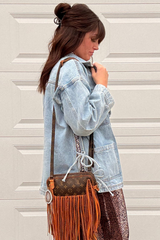Beau Blue Multi Patched Pockets Side Tie up Boyfriend Style Denim Jacket