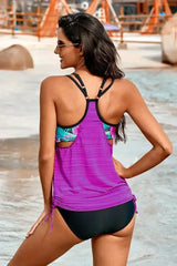 Active Rose Printed Lined Tankini Swimsuit - Femstylo