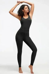 Crisscross Wide Strap Active Jumpsuit - Femstylo