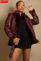 Faux Fur Collar Aviator Jacket (11729) - Femstylo