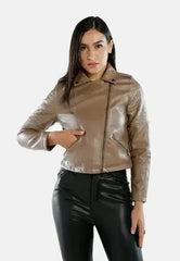 Faux Leather Biker Jacket - Femstylo