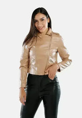 Faux Leather Biker Jacket - Femstylo