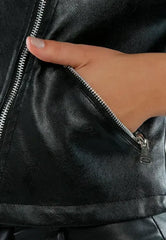 Faux Leather Biker Jacket - Femstylo