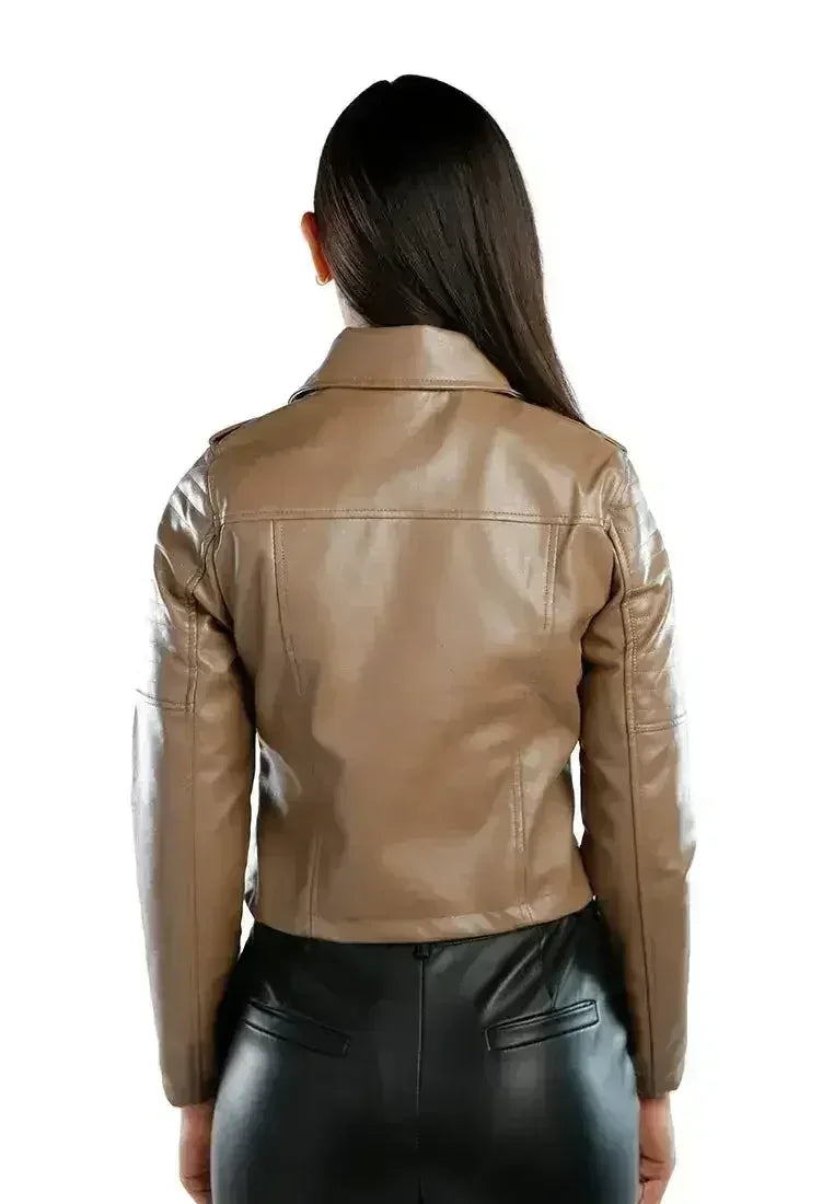 Faux Leather Biker Jacket - Femstylo