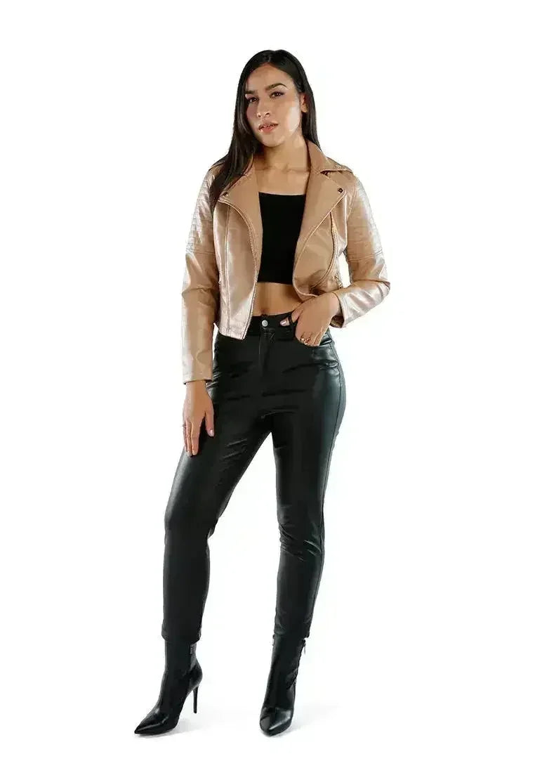 Faux Leather Biker Jacket - Femstylo