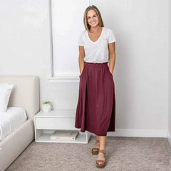 Paperbag Waist Midi Skirt With Pockets - Femstylo