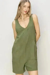 HYFVE V-Neck Sleeveless Romper with Pockets - Femstylo