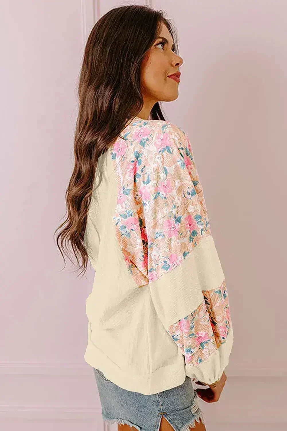 Floral Patchwork Blouse - Balloon Sleeve Top | Femstylo - Femstylo