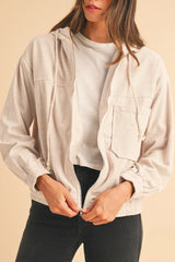 Real Teal Corduroy Zip-Up Hooded Jacket – Femstylo