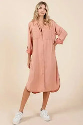 Mittoshop Button Down Long Sleeve Shirt Dress - Femstylo