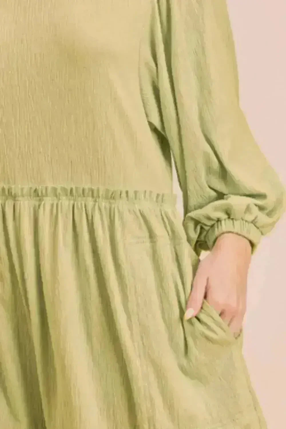 Aemi + Co Frill Round Neck Long Sleeve Romper with Pockets - Femstylo