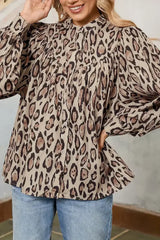 Light Leopard Print Balloon Sleeve Loose Blouse | Femstylo - Femstylo