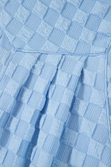 Beige Checkered Pocket High Waist Wide Leg Overall