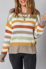 Multicolour Colorblock Drop Shoulder Crew Neck Sweater
