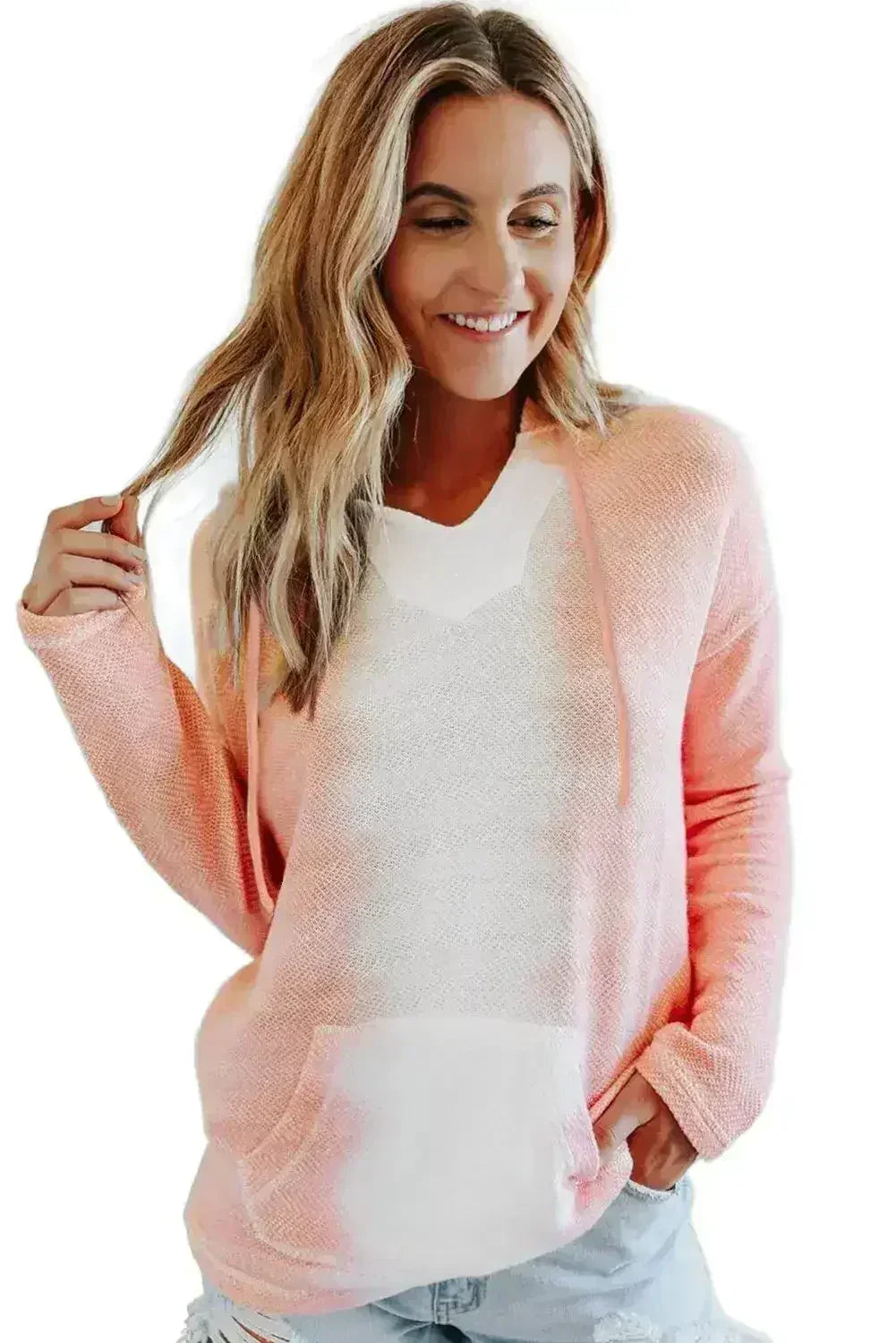 Women Cute Pink White Tie Dye Hoodie - Femstylo