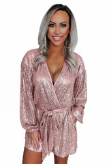 Eye-candy Sequin Pocketed Tie Romper - Femstylo
