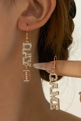 Football Rhinestone Dangle Earrings | Gold Game Day Jewelry - Femstylo