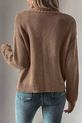 Dark Khaki Cardigan – Open Knit Drop Shoulder Sweater | Cotton-Acrylic Blend - Femstylo