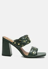 Fischer Stud Embellished Block Heel Sandals - Femstylo