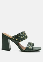 Fischer Stud Embellished Block Heel Sandals - Femstylo