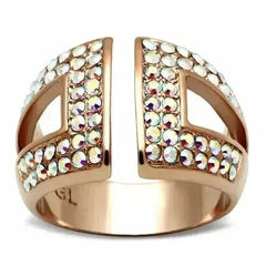 GL222 - IP Rose Gold(Ion Plating) Brass Ring with Top Grade Crystal - Femstylo
