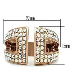 GL222 - IP Rose Gold(Ion Plating) Brass Ring with Top Grade Crystal - Femstylo