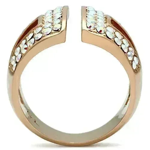 GL222 - IP Rose Gold(Ion Plating) Brass Ring with Top Grade Crystal - Femstylo