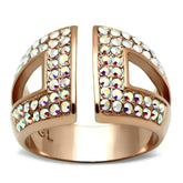 GL222 - IP Rose Gold(Ion Plating) Brass Ring with Top Grade Crystal - Femstylo