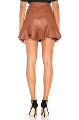 VEGAN LEATHER RUFFLE SKIRT - Femstylo