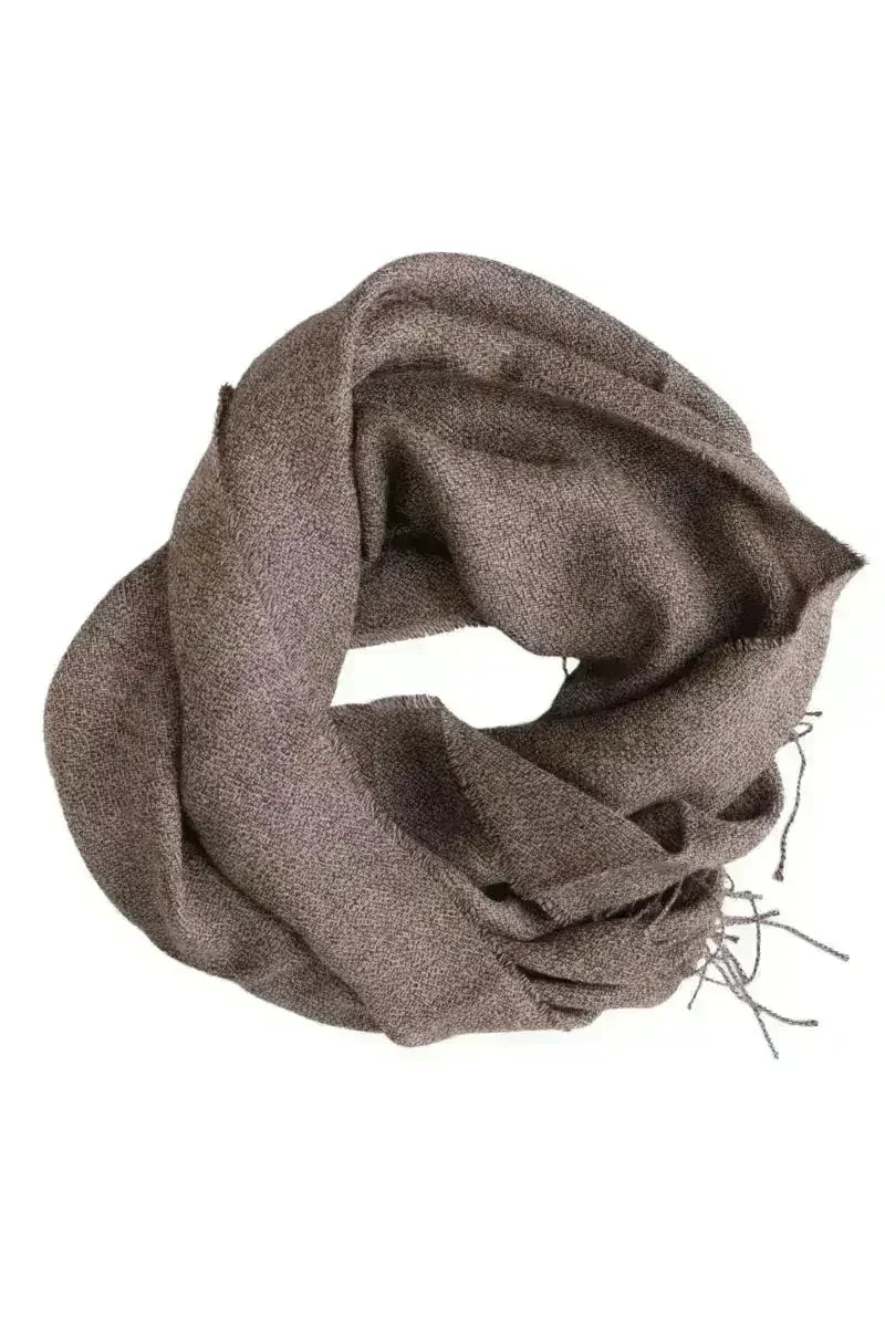 Brown ruffled alpaca wool scarf - Femstylo