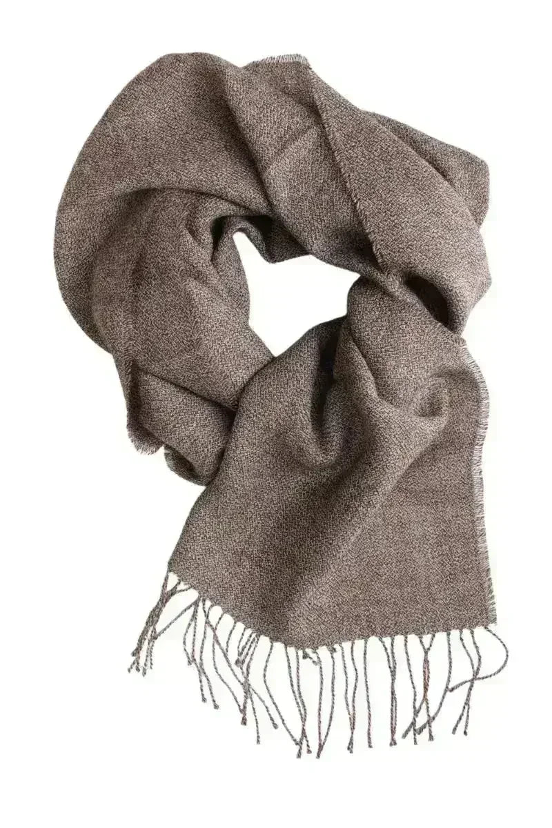 Brown ruffled alpaca wool scarf - Femstylo