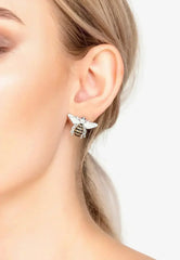 Honey Bee Stud Earrings Silver - Femstylo