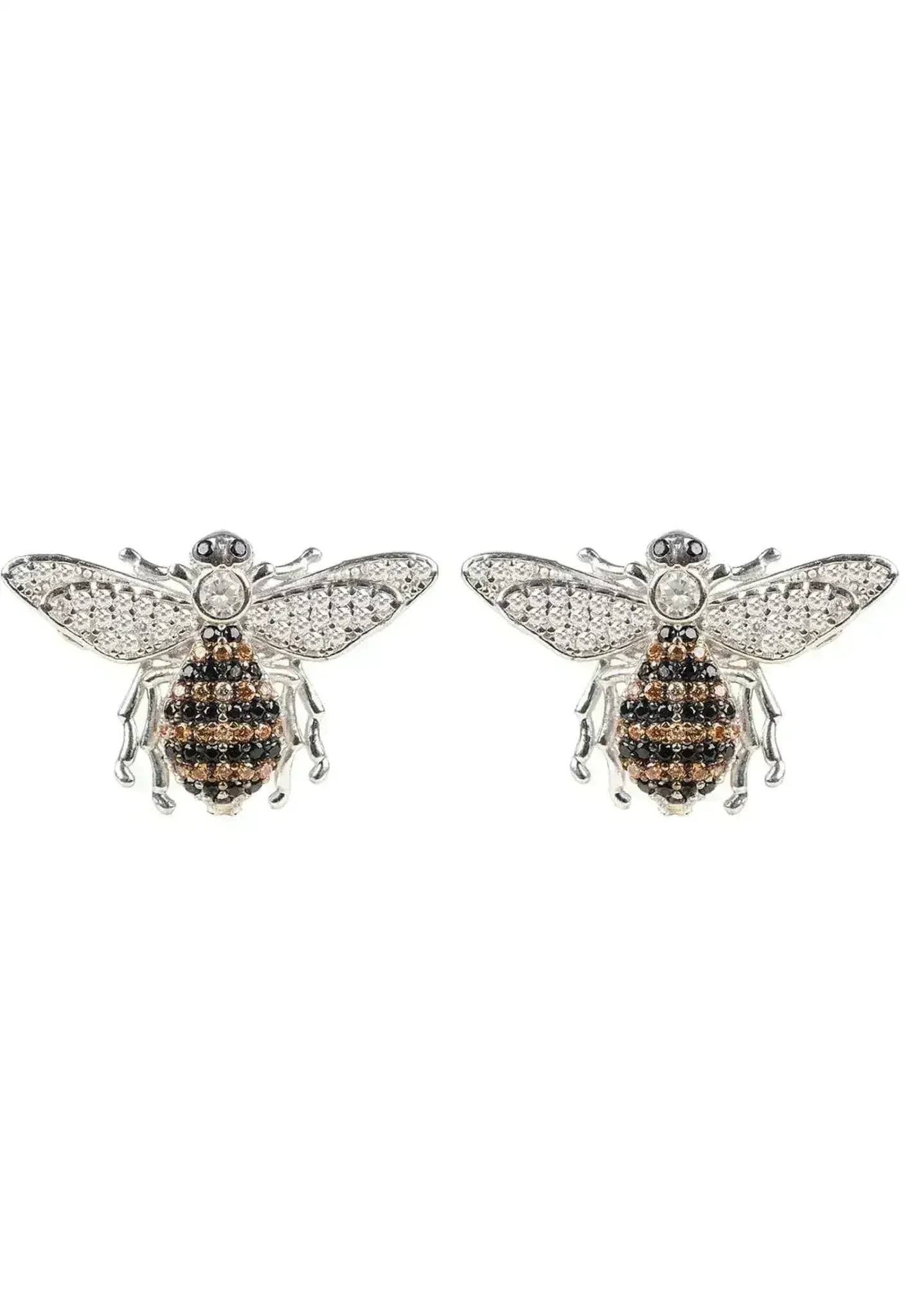 Honey Bee Stud Earrings Silver - Femstylo