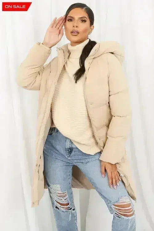 Hooded Longline Puffer Coat - Femstylo