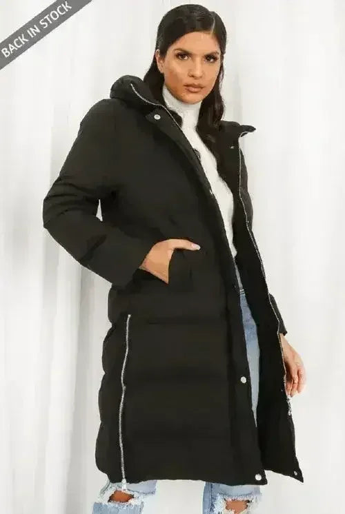 Hooded Longline Puffer Coat - Femstylo