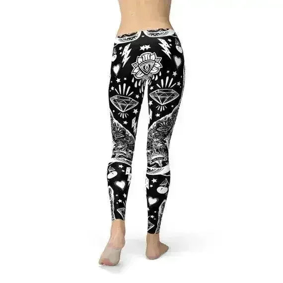 Womens Black Magic Cat Leggings - Femstylo