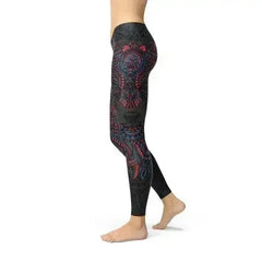Womens Oriental Black Wolf Leggings - Femstylo