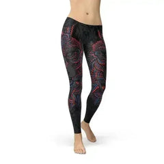 Womens Oriental Black Wolf Leggings - Femstylo