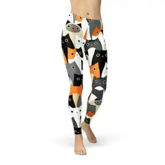 Womens All Over Print Cats Leggings - Femstylo