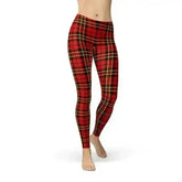 Womens Red Plaid Tartan Leggings - Femstylo