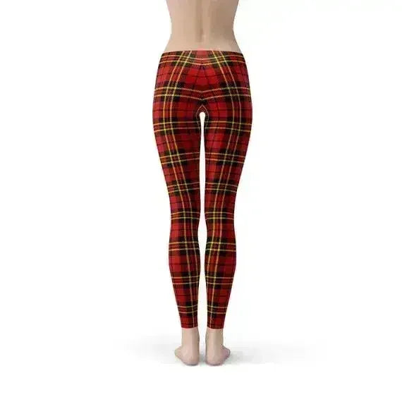 Womens Red Plaid Tartan Leggings - Femstylo