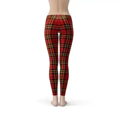 Womens Red Plaid Tartan Leggings - Femstylo