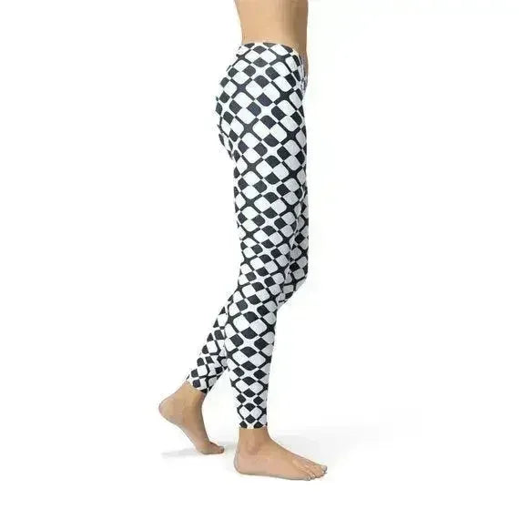 Womens Geometric Blue Tile Leggings - Femstylo