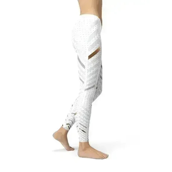 Womens White Stripes Leggings - Femstylo
